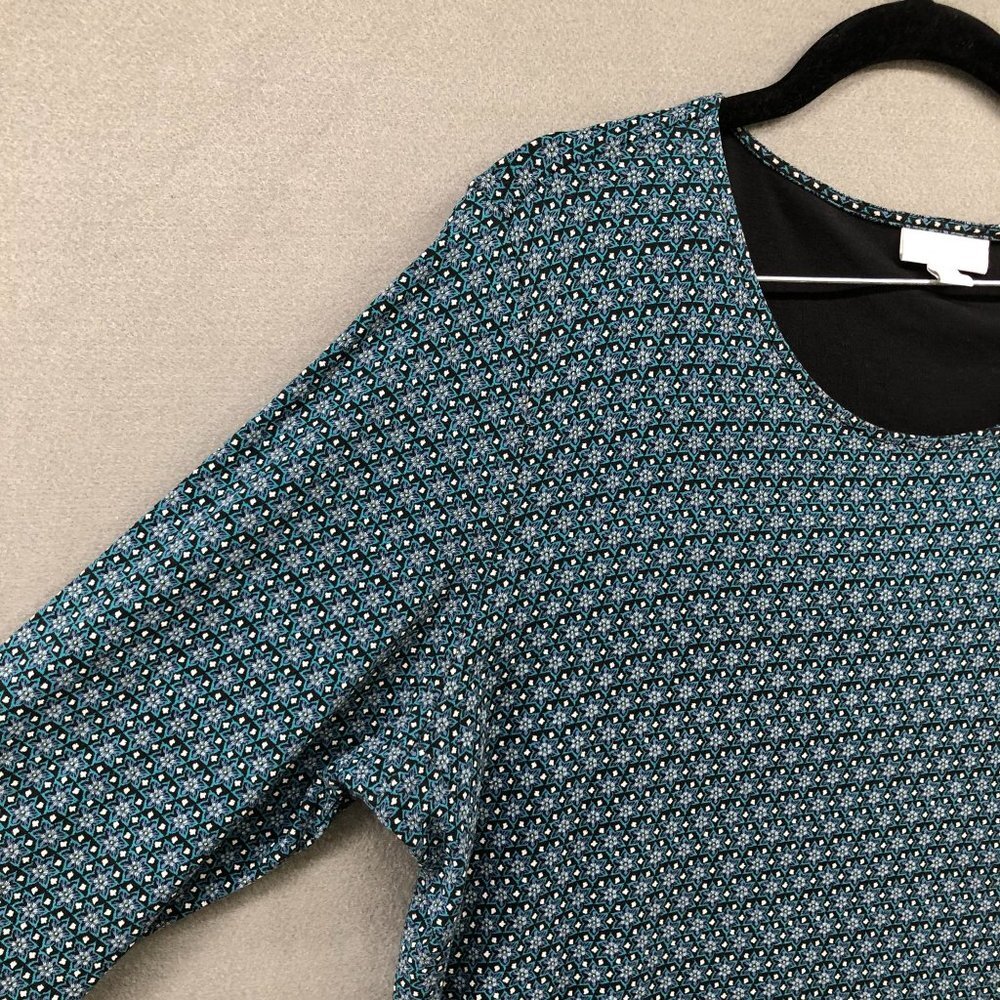 J. Jill Long Sleeve Top Womens Modal Blend Floral Blue Size Large L Crewneck - Picture 5 of 12